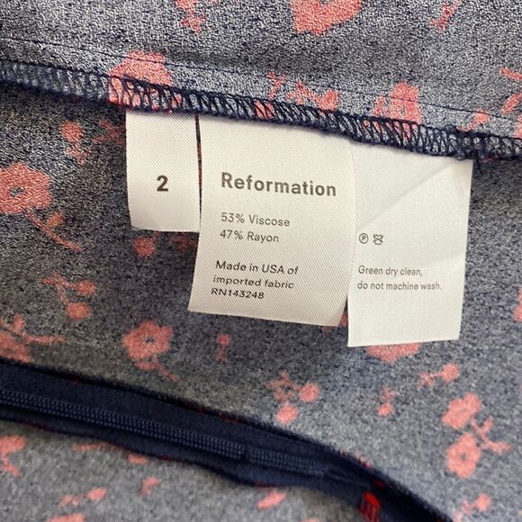 Reformation Navy and Red Zelda Floral Midi Dress w/ Thigh Split Size 2 Sold Out - Picture 8 of 16